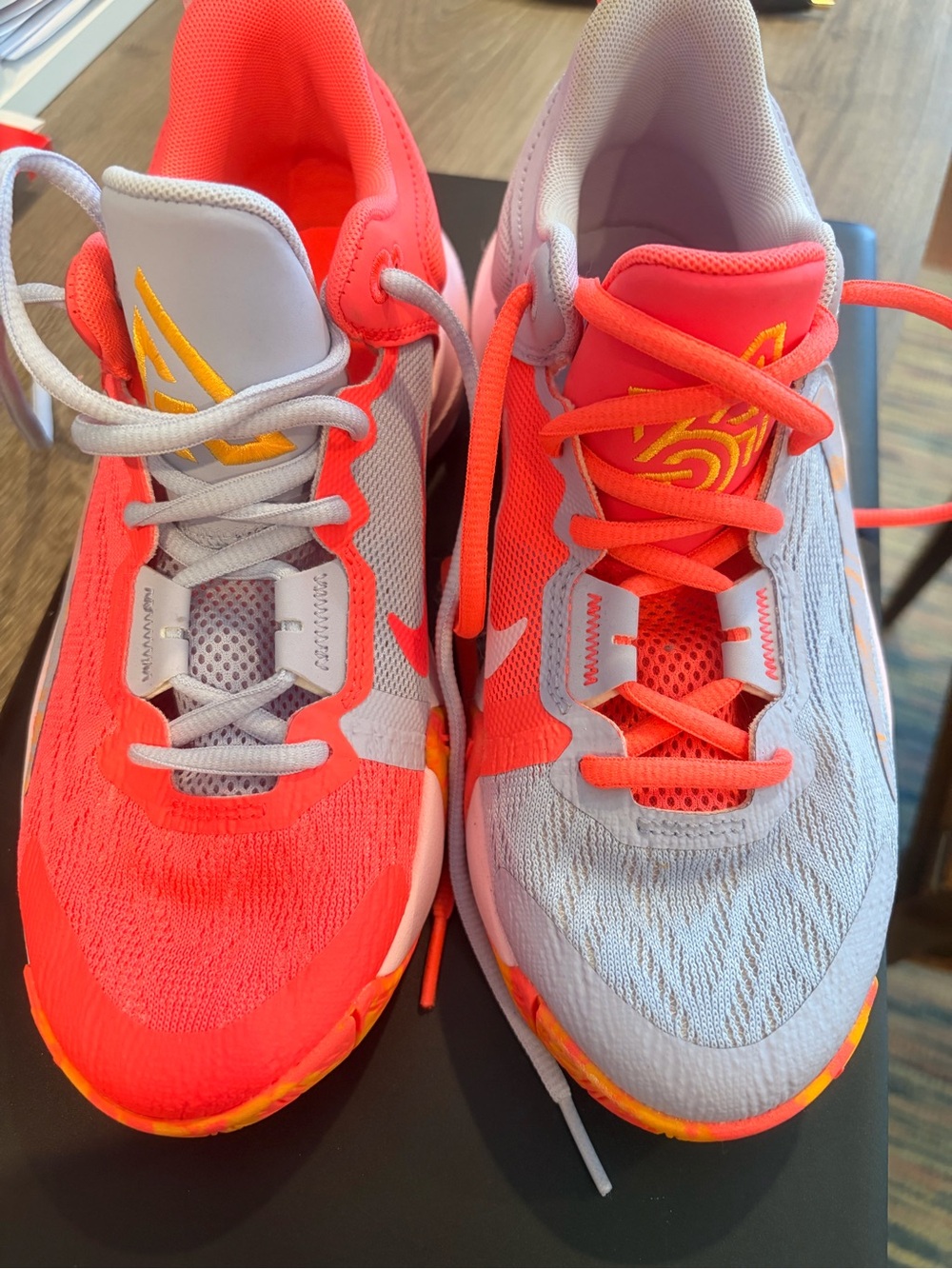 Nike Kids Neon Coral and Light Gray Sneakers- NWOT - worn once